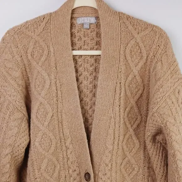 J.Crew Women's SZ S Cable-Knit Stretch Cardigan Sweater Merino Wool Alpaca Blend - Picture 3 of 6